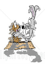 29925-Clipart-Illustration-Of-A-Scrawny-And-Anxious-Rabbit-Wringing-A-Groundhogs-Neck-After-Emer.jpg
