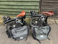 Pair of electric folding Brompton bikes, Nano conversion