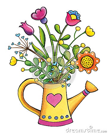flowers-bouquet-hand-drawn-clip-art-illustration-yellow-watering-can-watercolor-ink-isolated-white-background-53108898.jpg