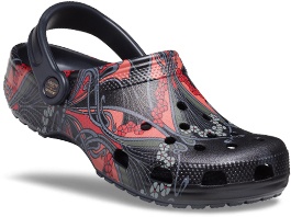 black/salmon/army green art nouveau Classic Clog.