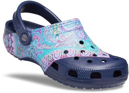 navy/turquoise/lilac paisly Classic Clog.