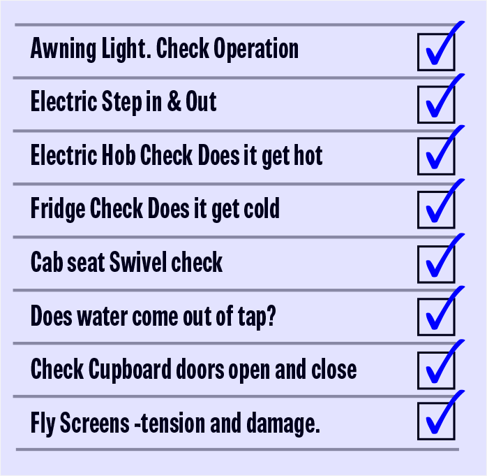 These questions form part of the motorhome habitation check