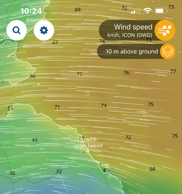 Use a weather app to check thewind before driving your motorhome